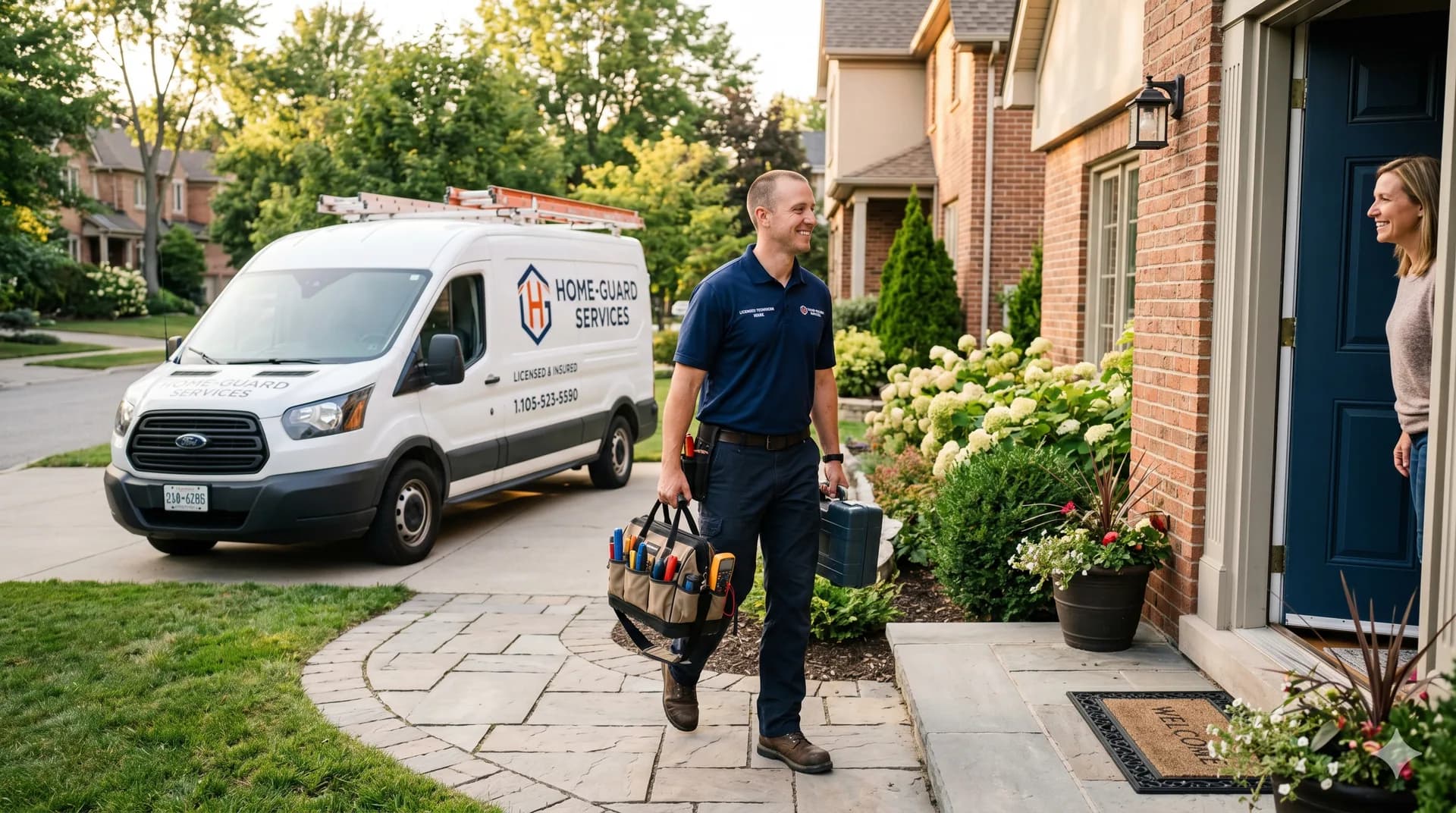 Licensed trades technician arriving for service
